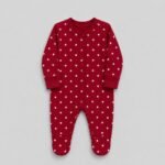 Dark Red Star Pattern Rompers