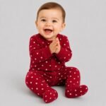 Dark Red Star Pattern Rompers - Image 2